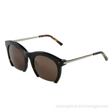 Fashion acetate metal temple tortoise sunglasses for women